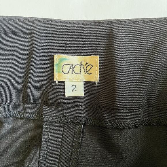 Cache Vintage Y2K Black Low Waisted Belted Trousers Pants Size 2 - Picture 5 of 8